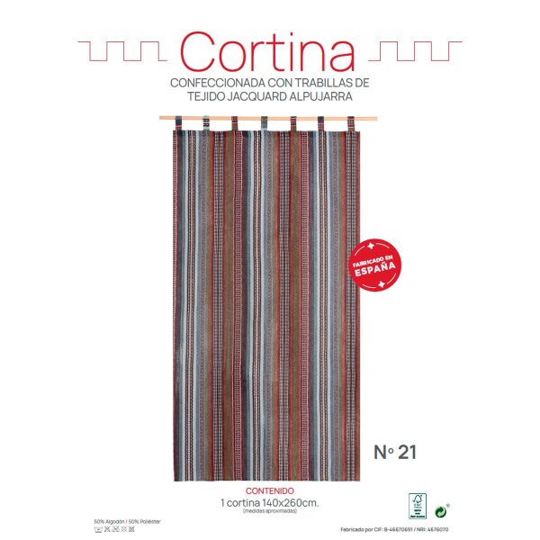 Cortina alpujarreña con trabillas de 140x260 cm
