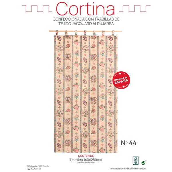 Cortina alpujarreña con trabillas de 140x260 cm