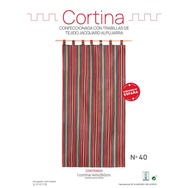 Cortina alpujarreña con trabillas de 140x260 cm