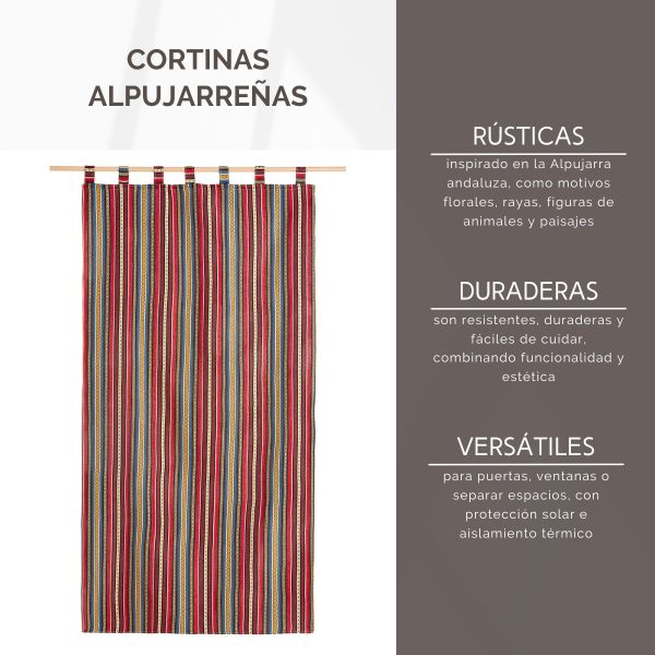Cortina alpujarreña con trabillas RAYAS Nº40 de 140x260 cm