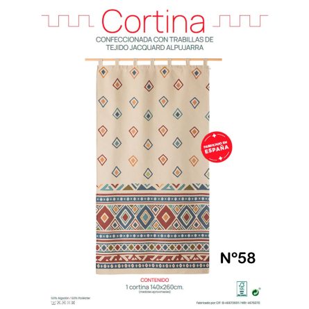 Cortina alpujarreña con trabillas ROMBOS Nº58 de 140x260 cm