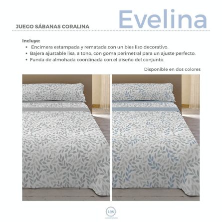 Juego de sábanas coralina EVELINA de Tejidos Reina
