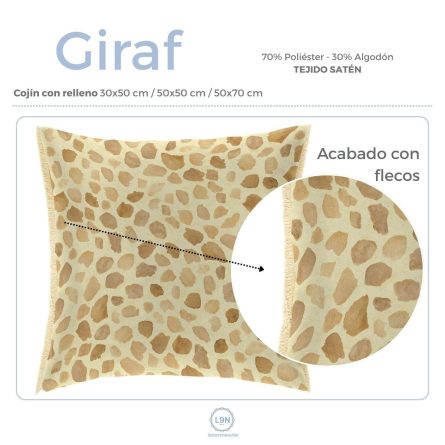 Cojín con relleno GIRAF A con flecos de Cañete
